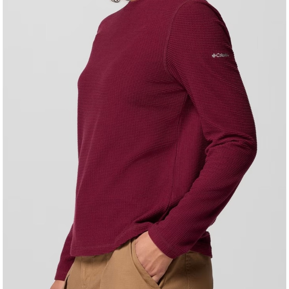NWT Columbia Holly Springs EXS Waffle Long Sleeve Shirt Burgundy  Womens M - Picture 3 of 5